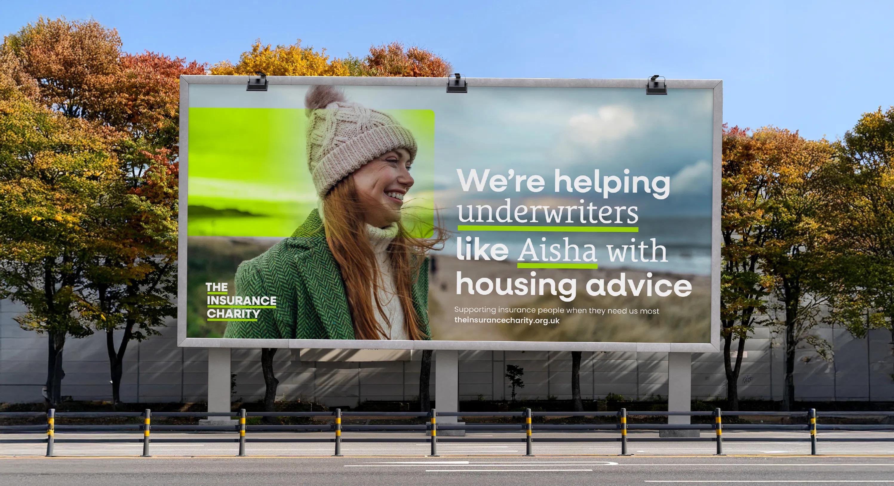 Woman on a beach with the caption 'we're helping underwriters like Aisha with housing advice'