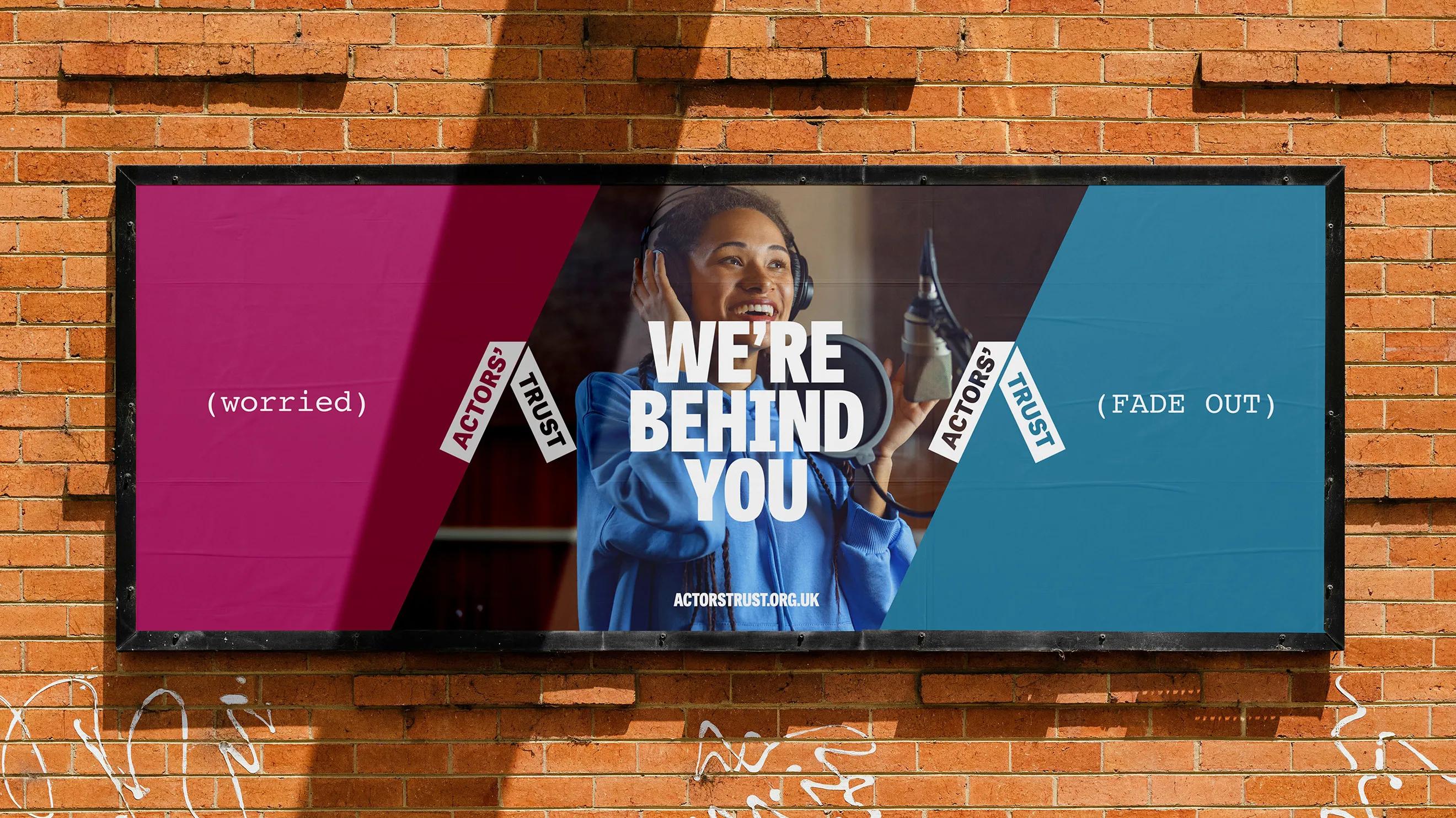 Billboard showing a woman wearing headphones