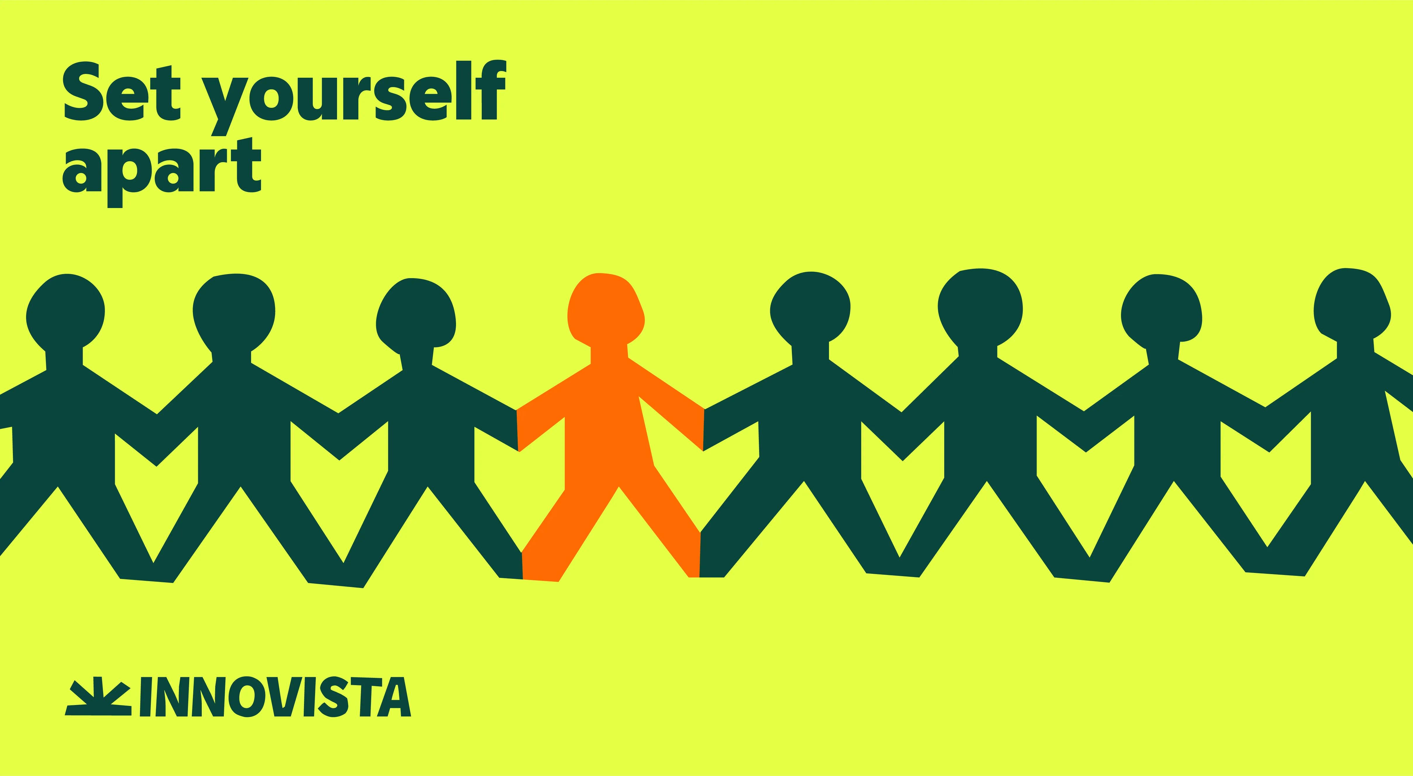 Innovista artwork with a paper chain design with the caption 'set yourself apart'