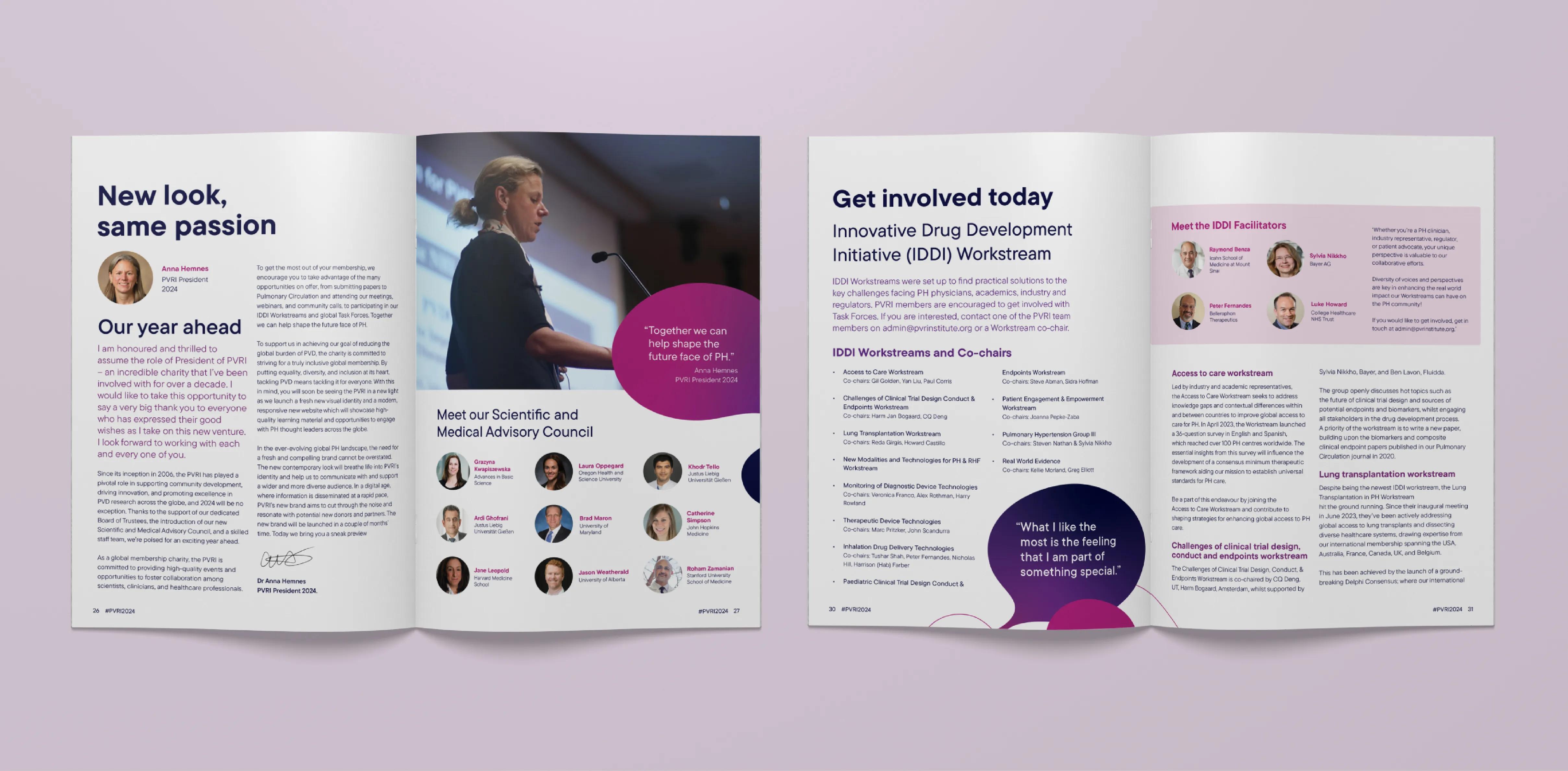 PVRI editorial showing two inside spreads for the conference brochure