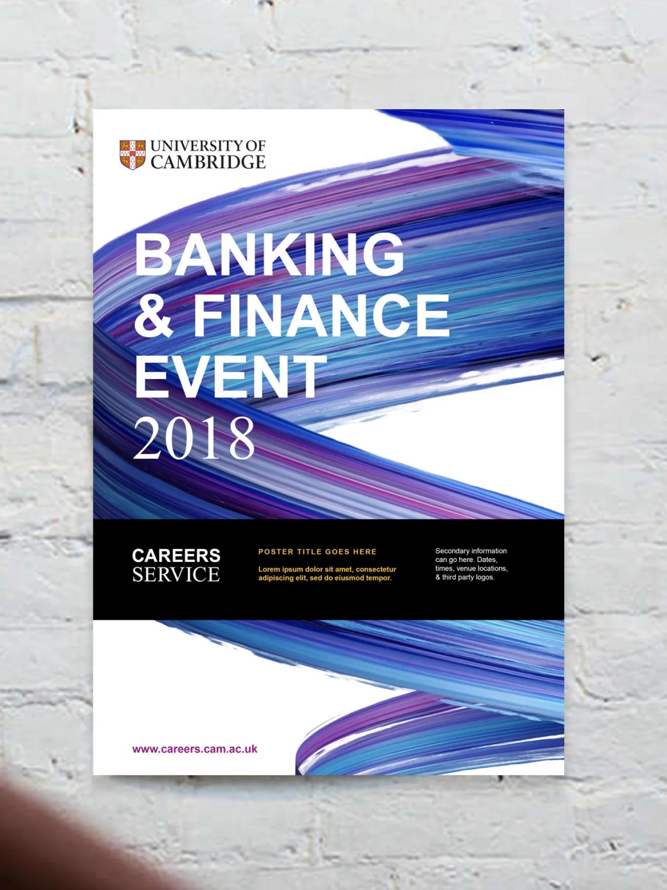 Event poster for a banking and finance event