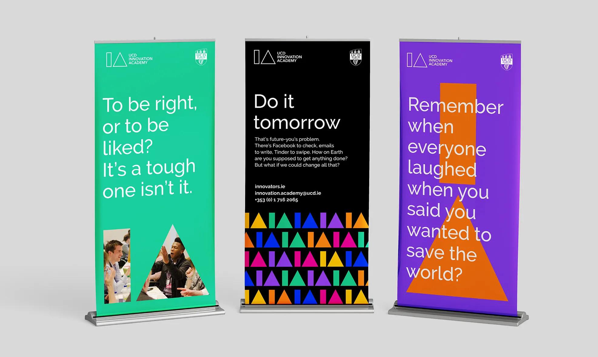 Three pull up banners