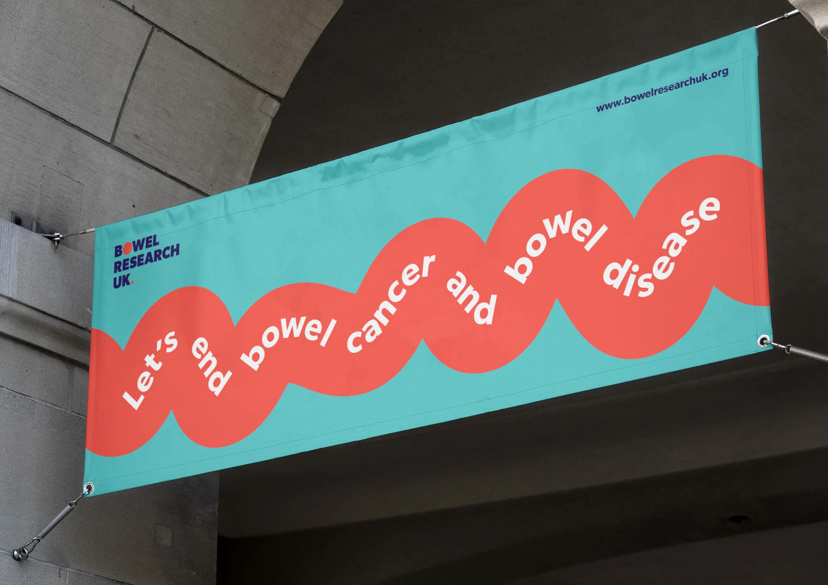 Banner with the caption 'lets end bowel cancer and bowel disease'