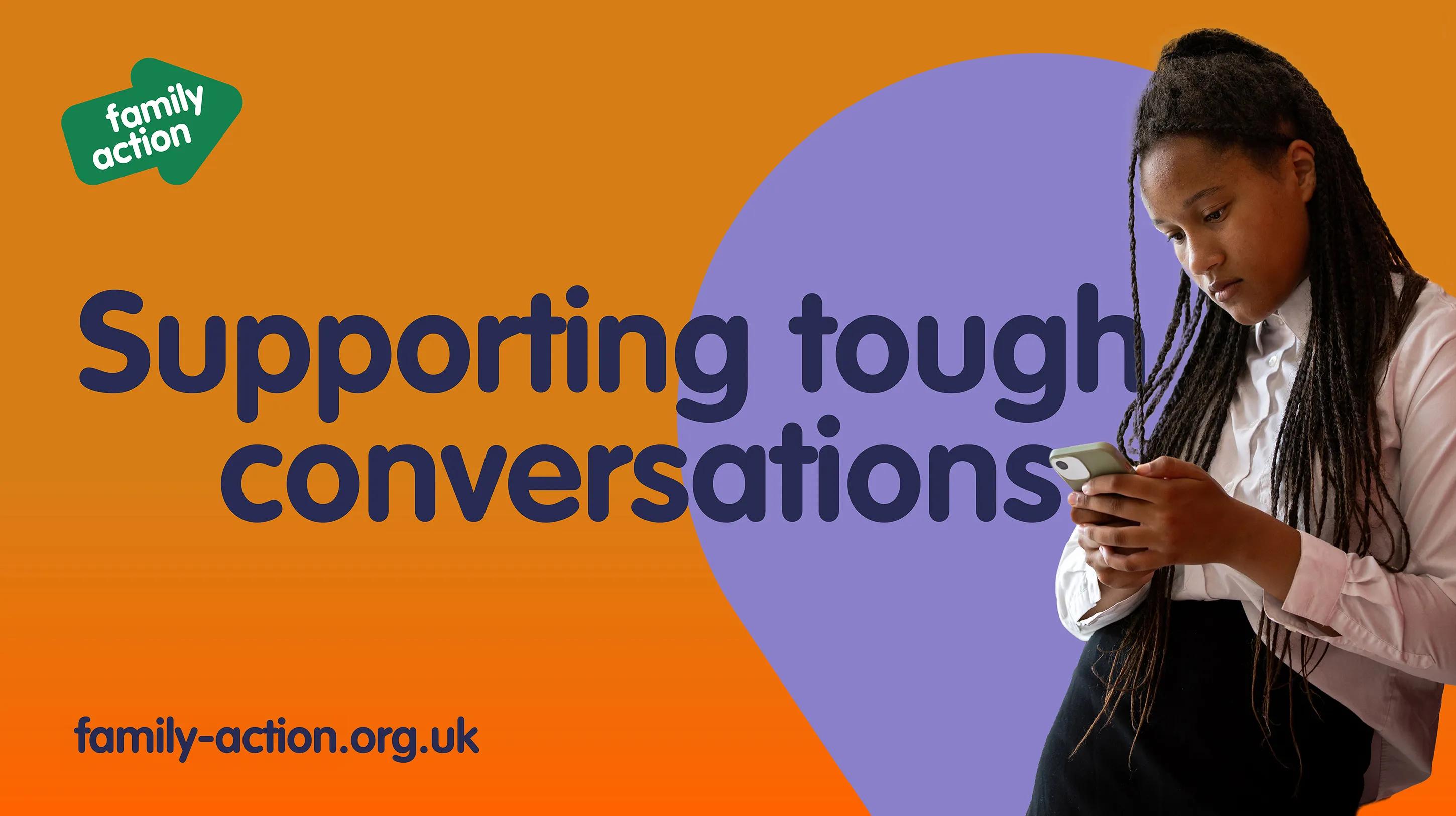 Artwork saying 'supporting tough conversations'