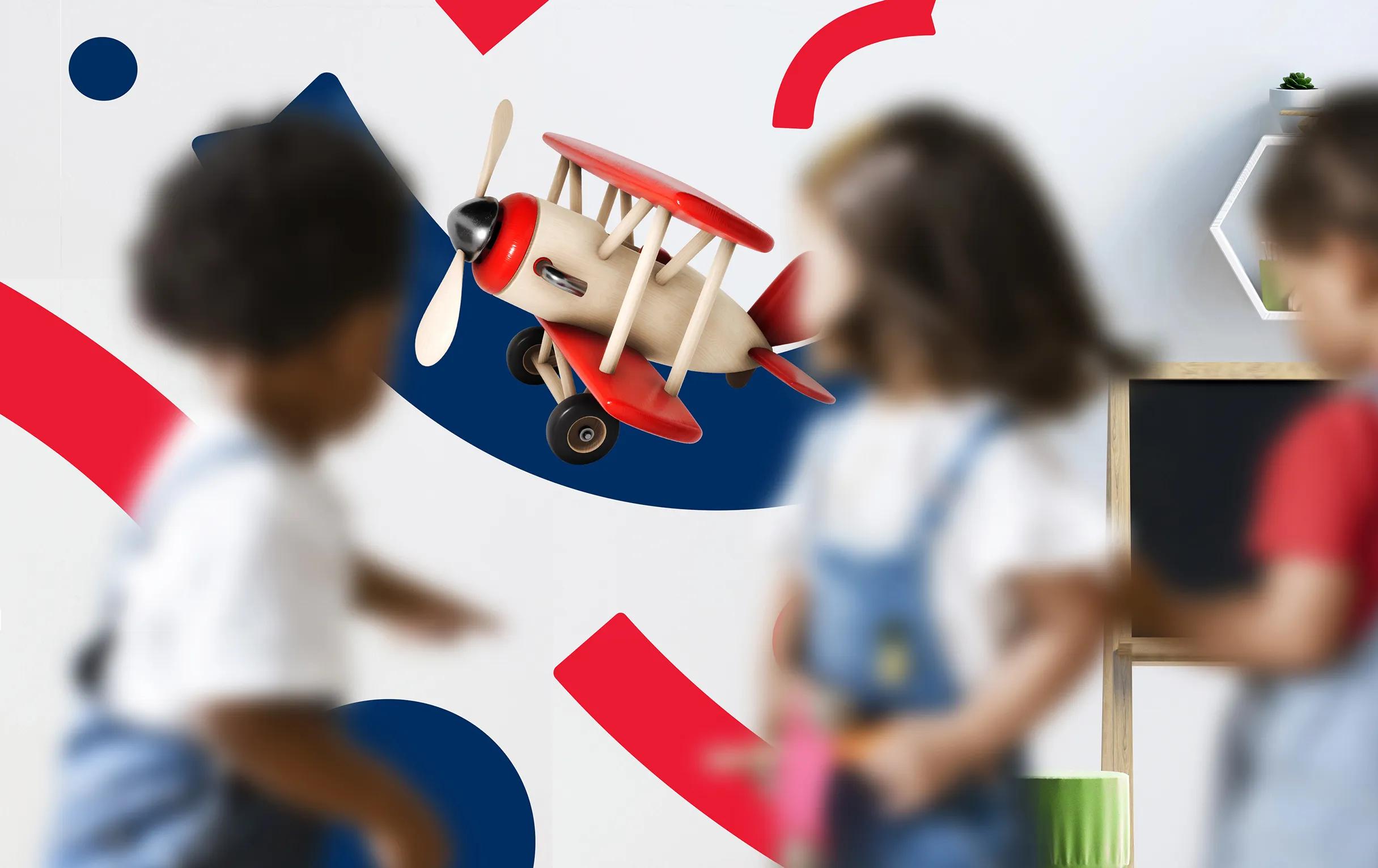 Kids with a branded background