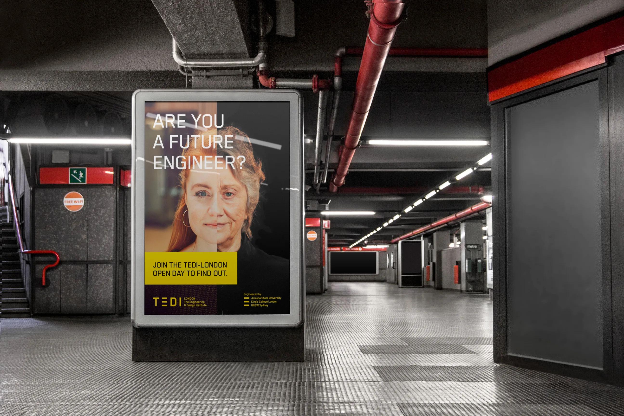 TEDI advertisement in an underground station