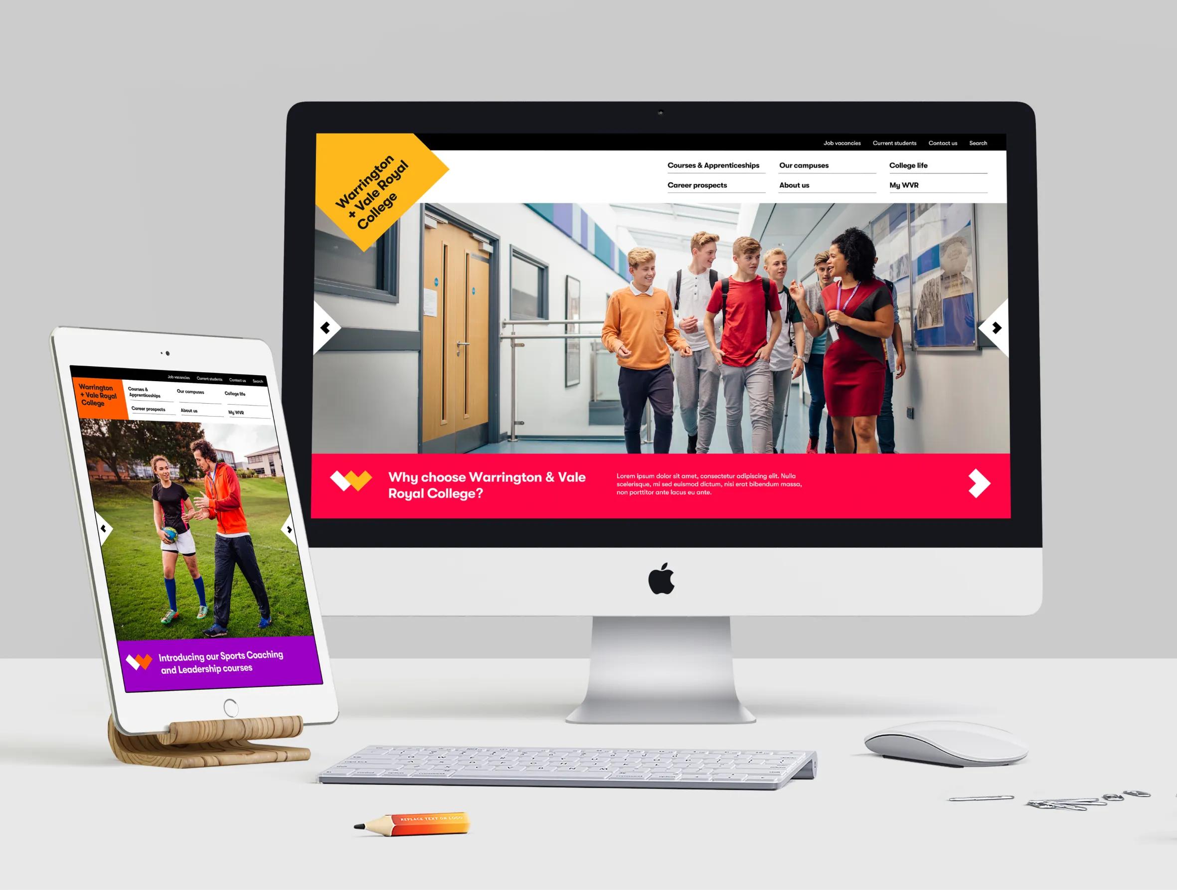 Warrington desktop and ipad homepage