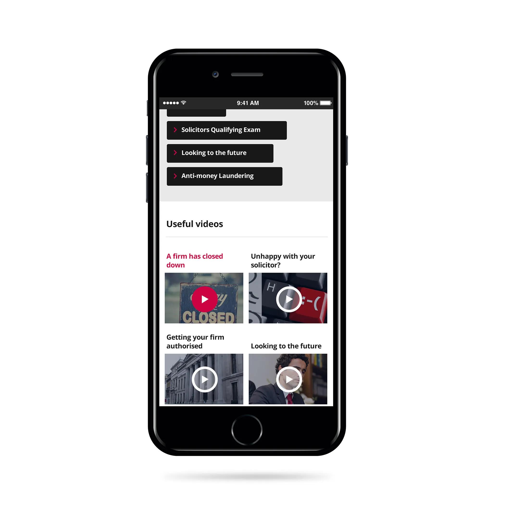website shown on iphone