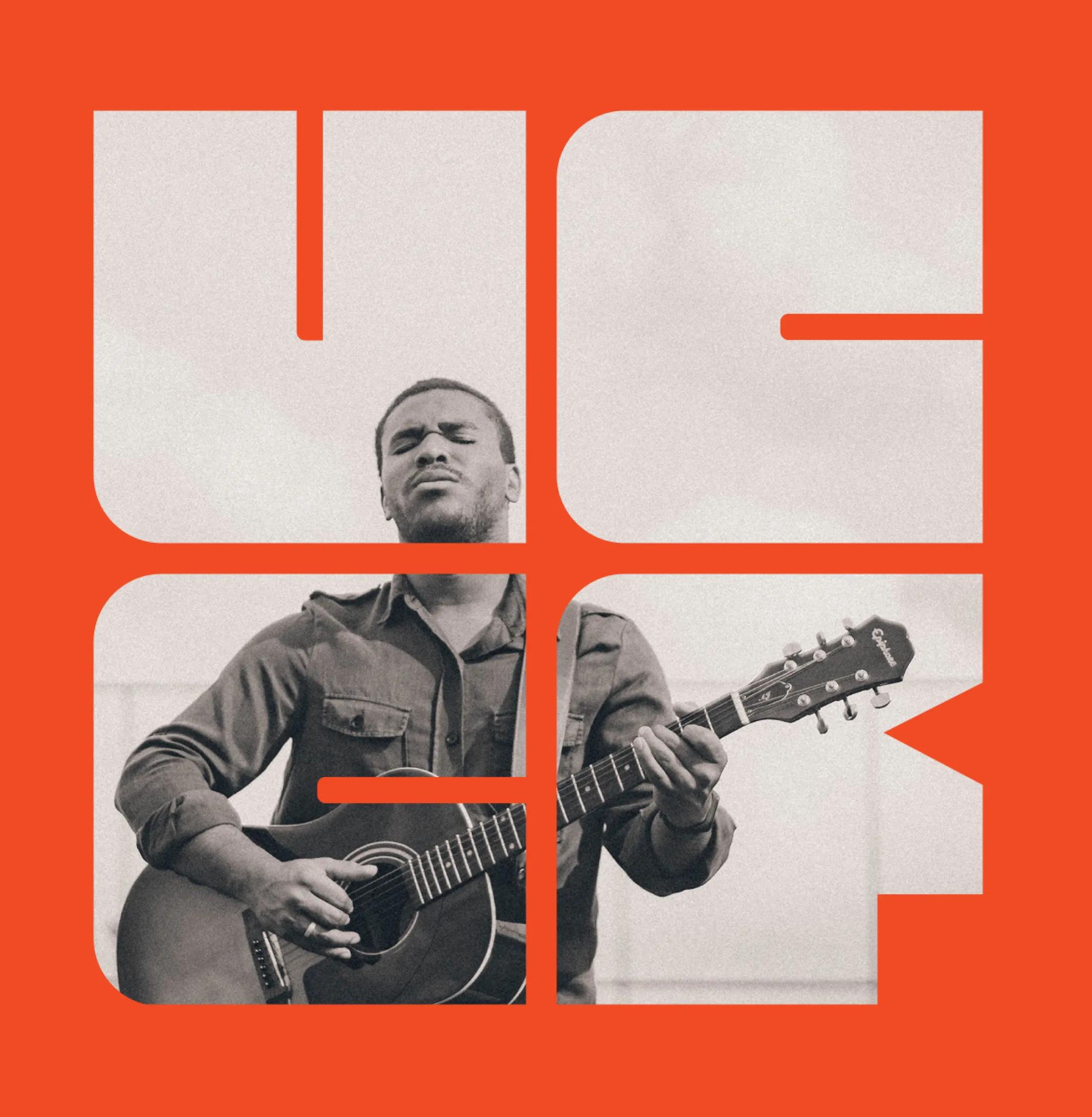 UCCF logo cutout showing a man playing the guitar