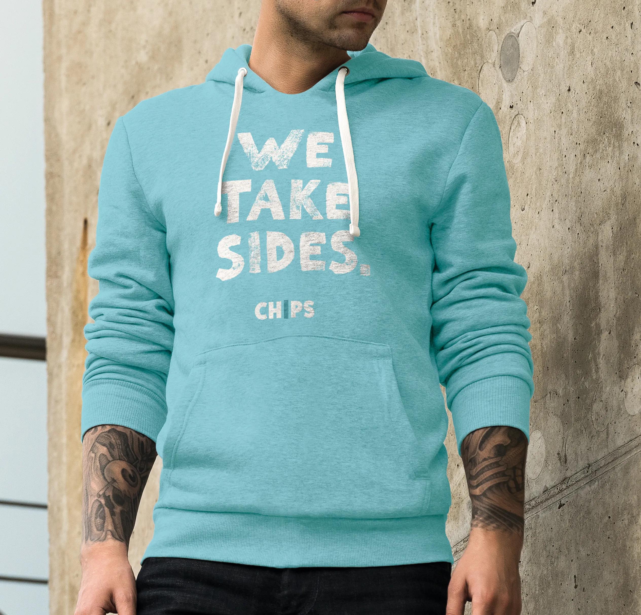 Branded light blue hoodie