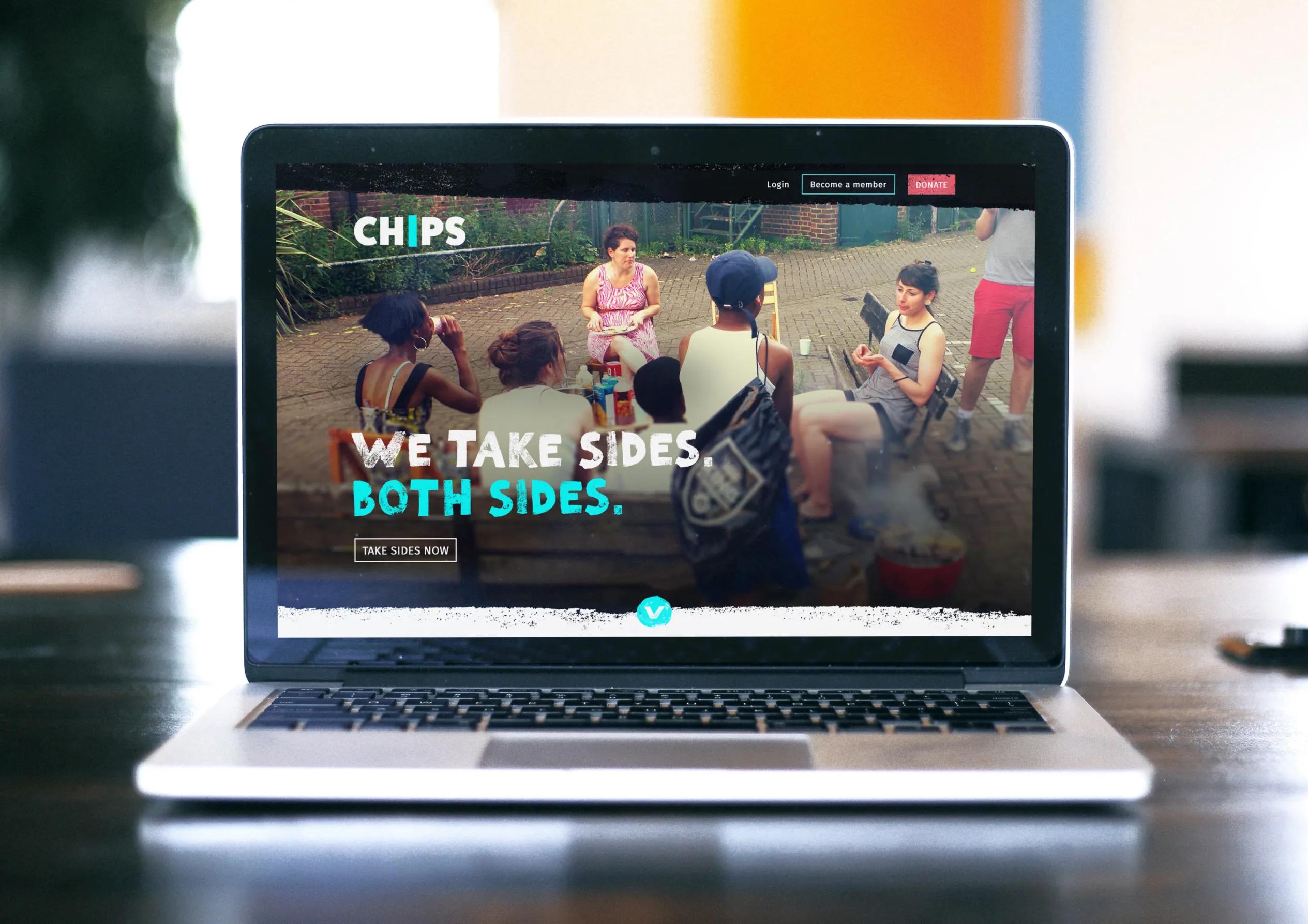 Laptop showing the chips homepage