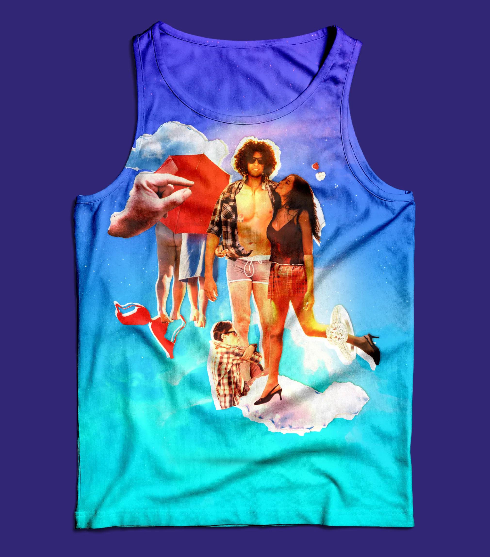 Vest with a sexwise collage on it