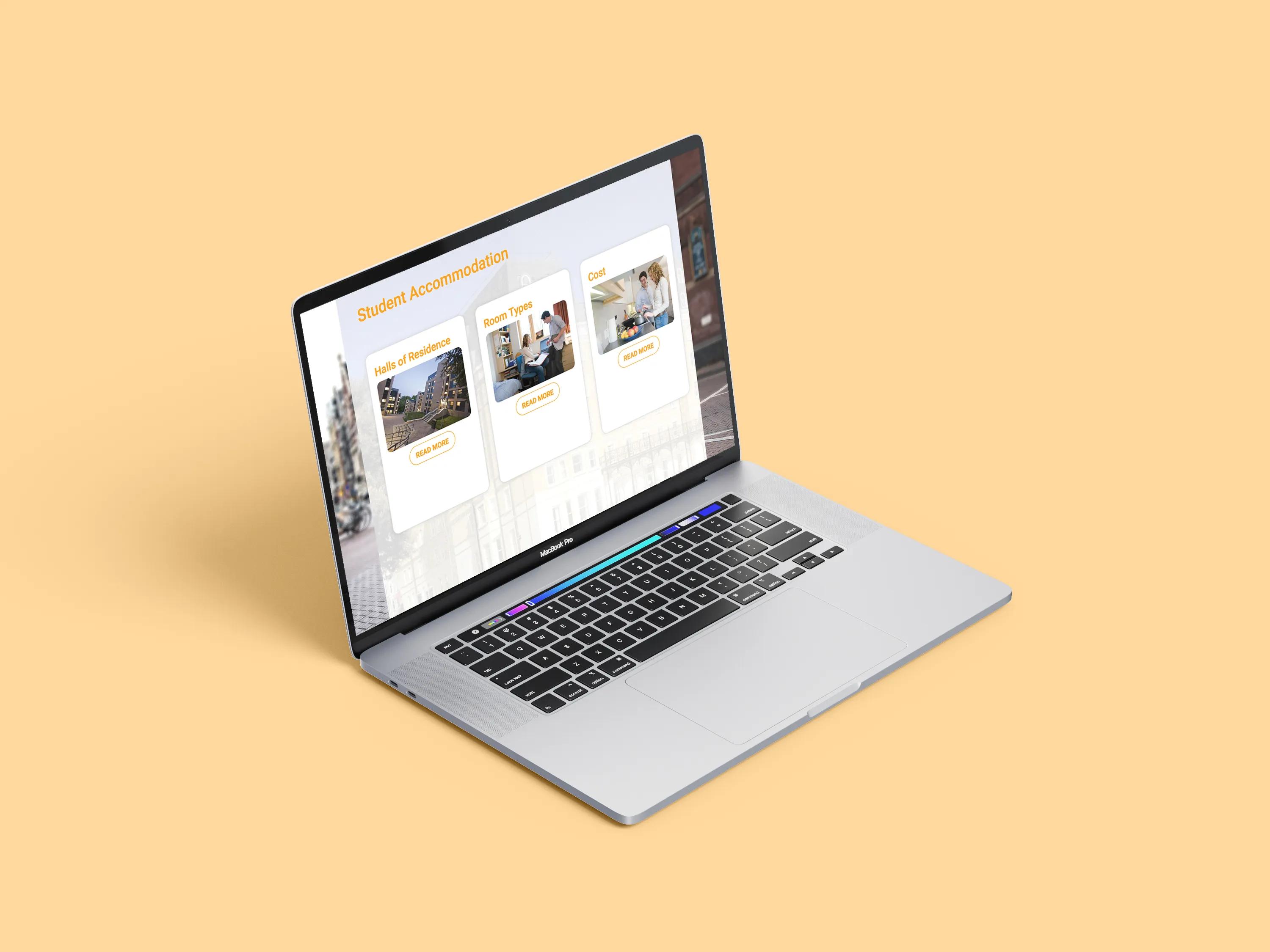 Website shown on the laptop