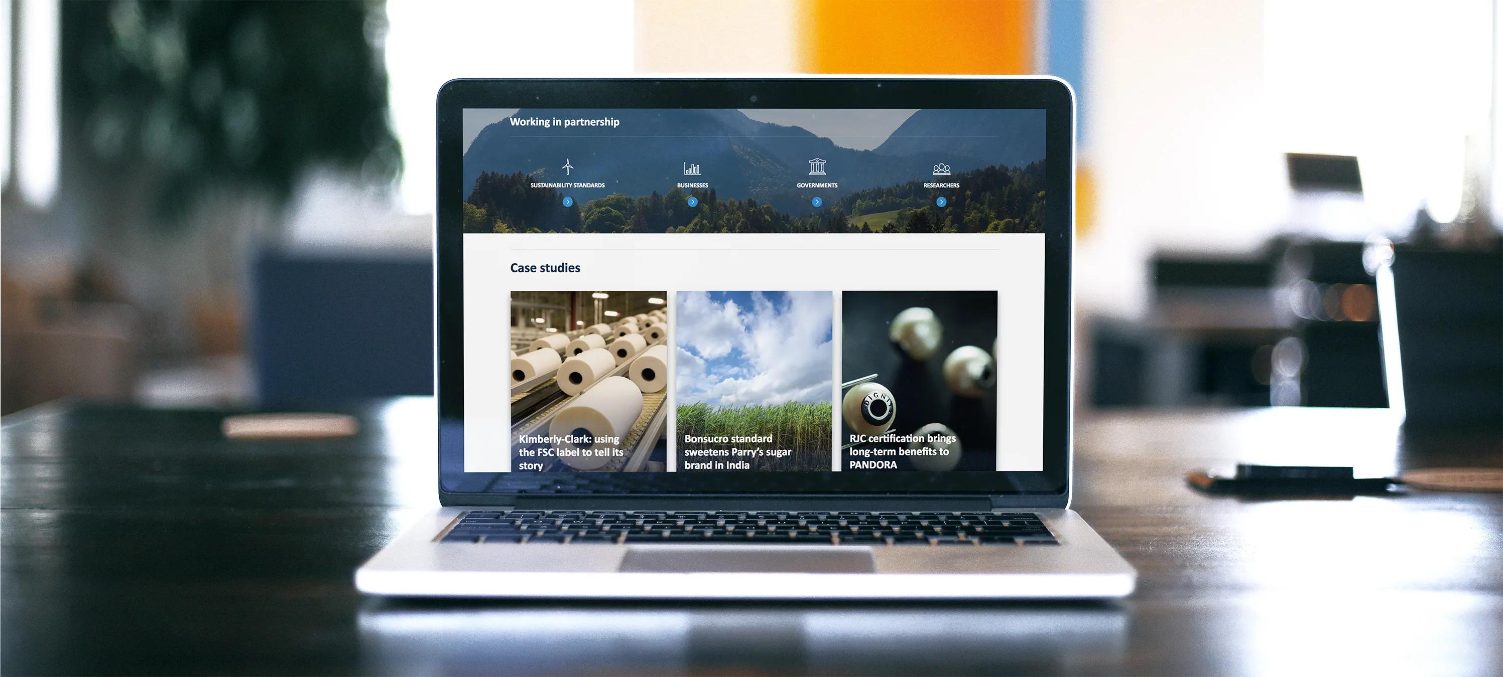 Website shown on the laptop 
