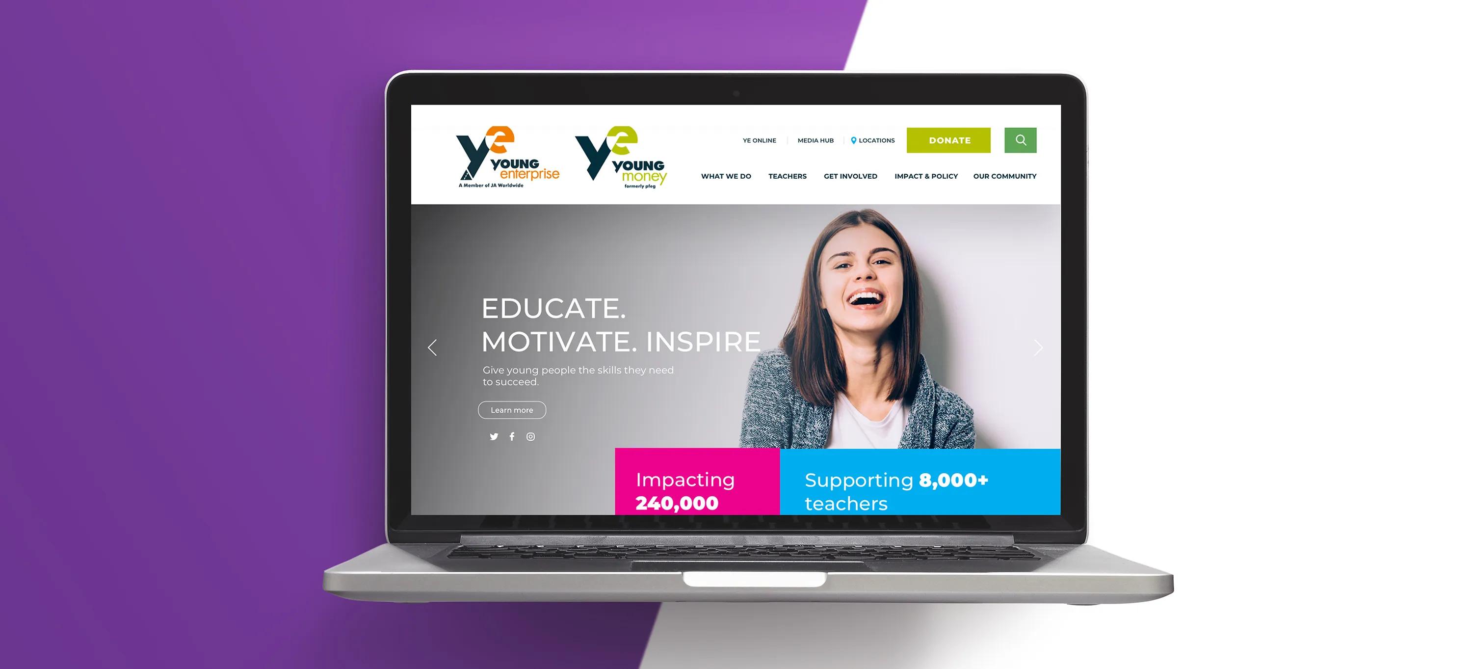 Website shown on the laptop 