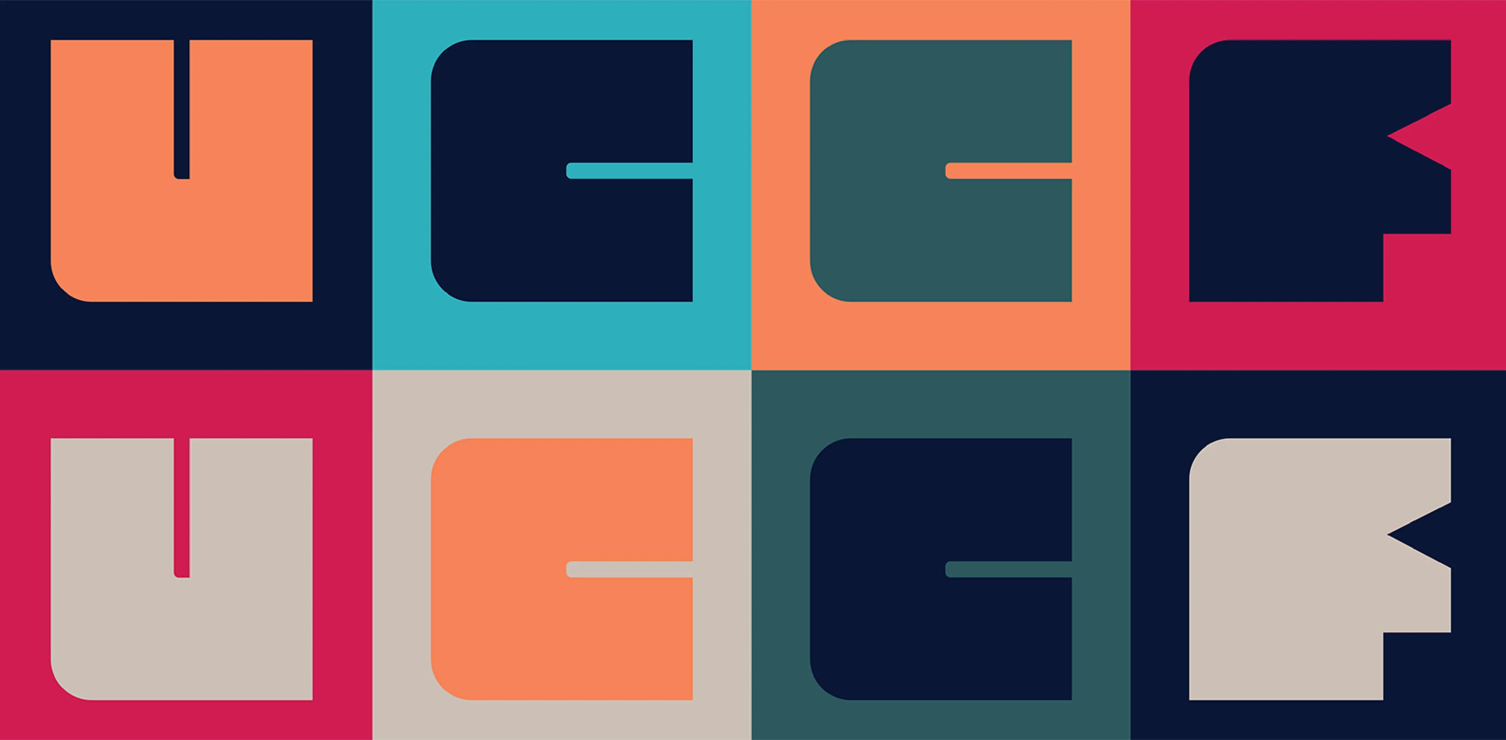 UCCF logo shown in a variety of colourways