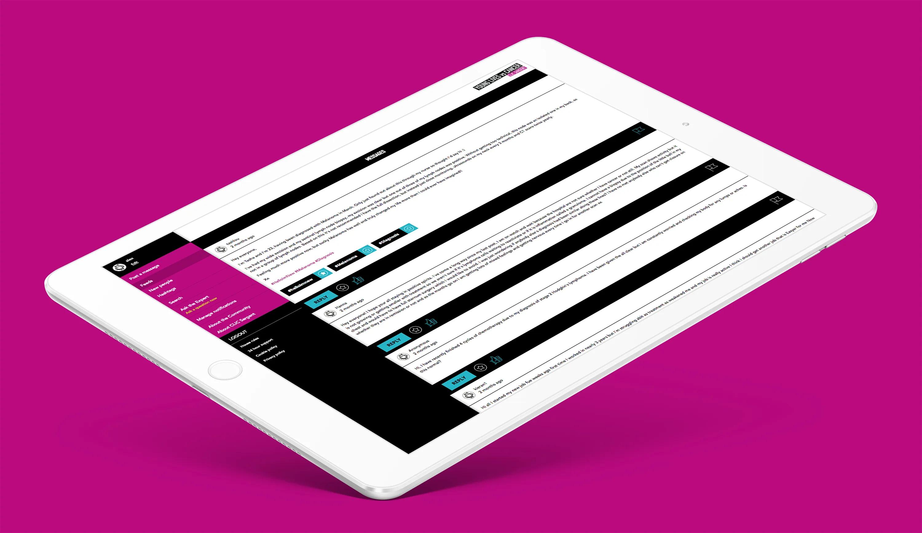 Website shown on ipad