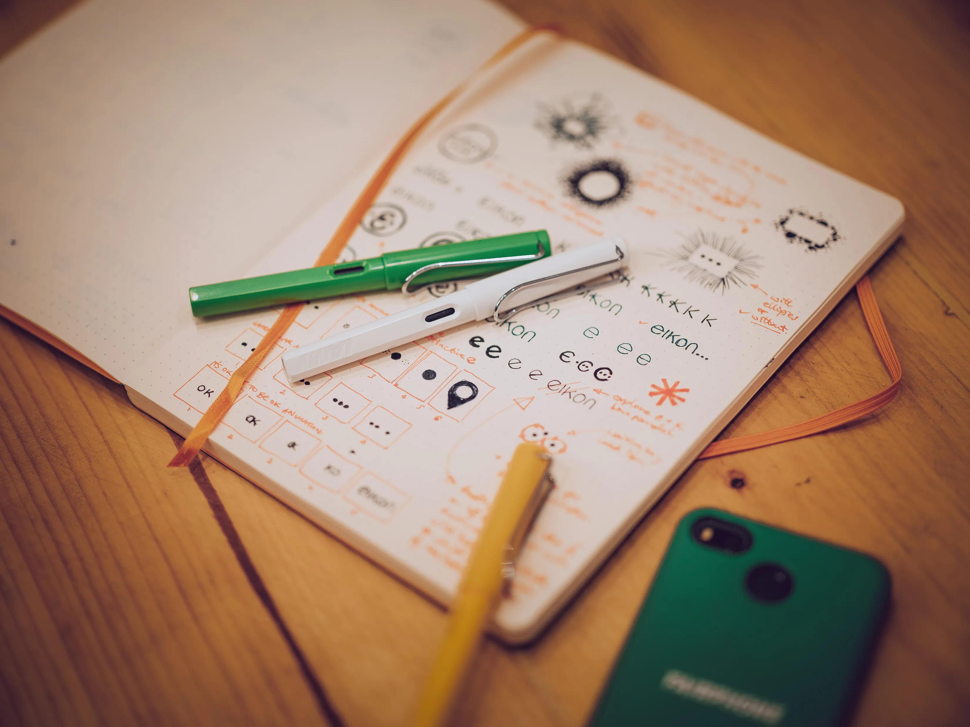 Notebook with sketches