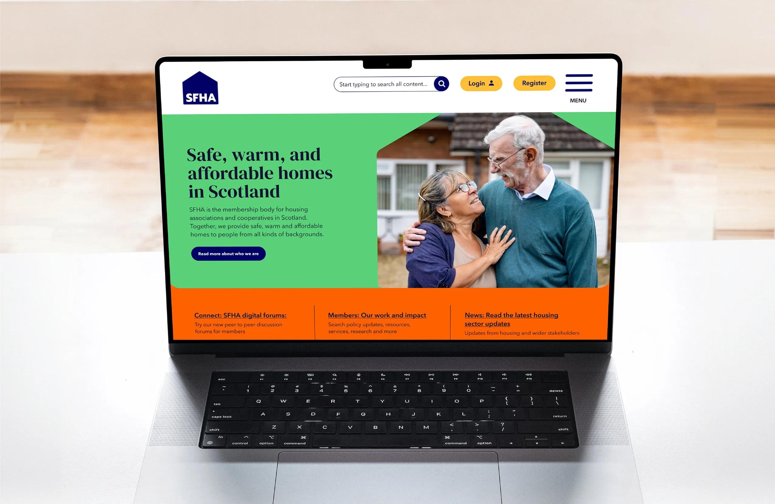 Laptop with the SFHA homepage