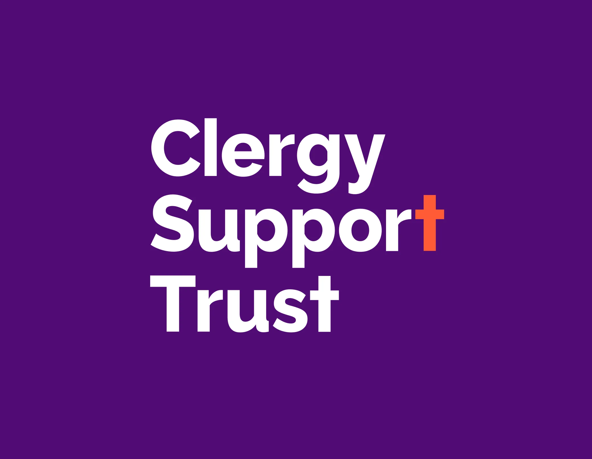 Clergy support trust logo on purple background